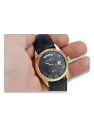 14k Goldene Herrenuhr, Schwarzes Zifferblatt, Quarz, 41mm