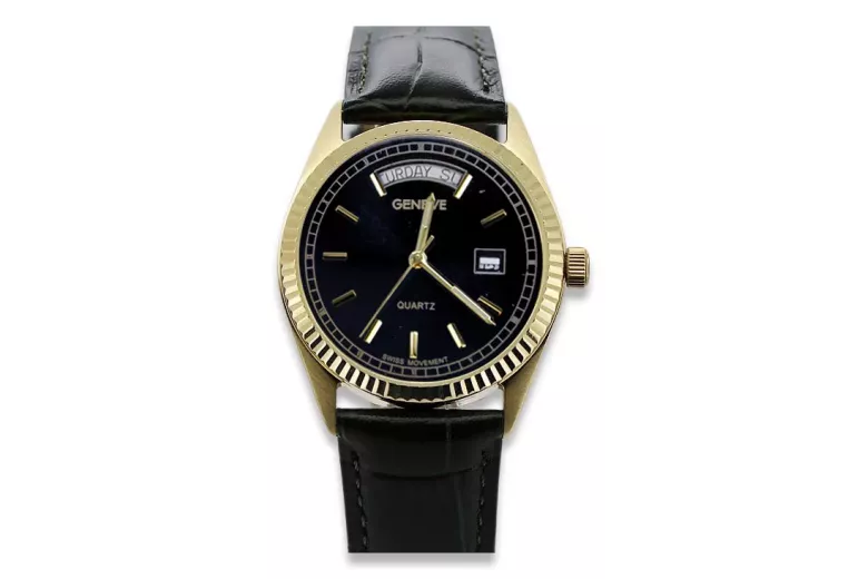 Gold men's watch Geneve ★ zlotychlopak.pl ★ Gold purity 585 333 Low Price!