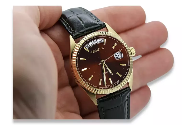 Reloj para hombres de oro Geneve ★ https://zlotychlopak.pl/es/ ★ Pureza de oro 585 333 Precio bajo!