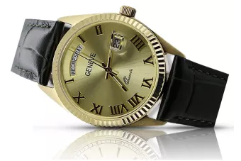 Yellow 14k gold men's women's Geneve watch mw013ydg