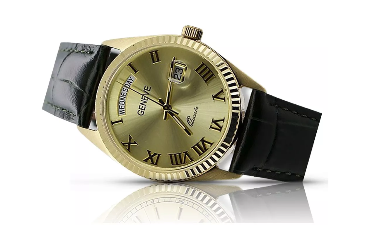 Reloj para hombres de oro Geneve ★ https://zlotychlopak.pl/es/ ★ Pureza de oro 585 333 Precio bajo!