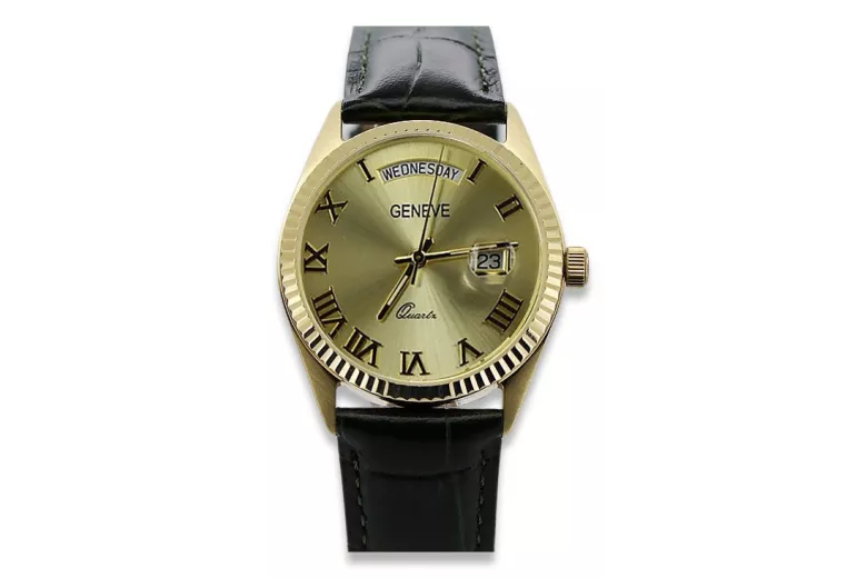 Reloj para hombres de oro Geneve ★ https://zlotychlopak.pl/es/ ★ Pureza de oro 585 333 Precio bajo!