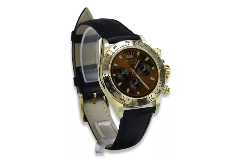 Gold men's watch Geneve ★ zlotychlopak.pl ★ Gold purity 585 333 Low Price!