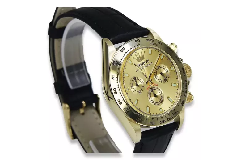 Reloj de oro para hombre Geneve ★ zlotychlopak.pl ★ Pureza de oro 585 333 Precio bajo!