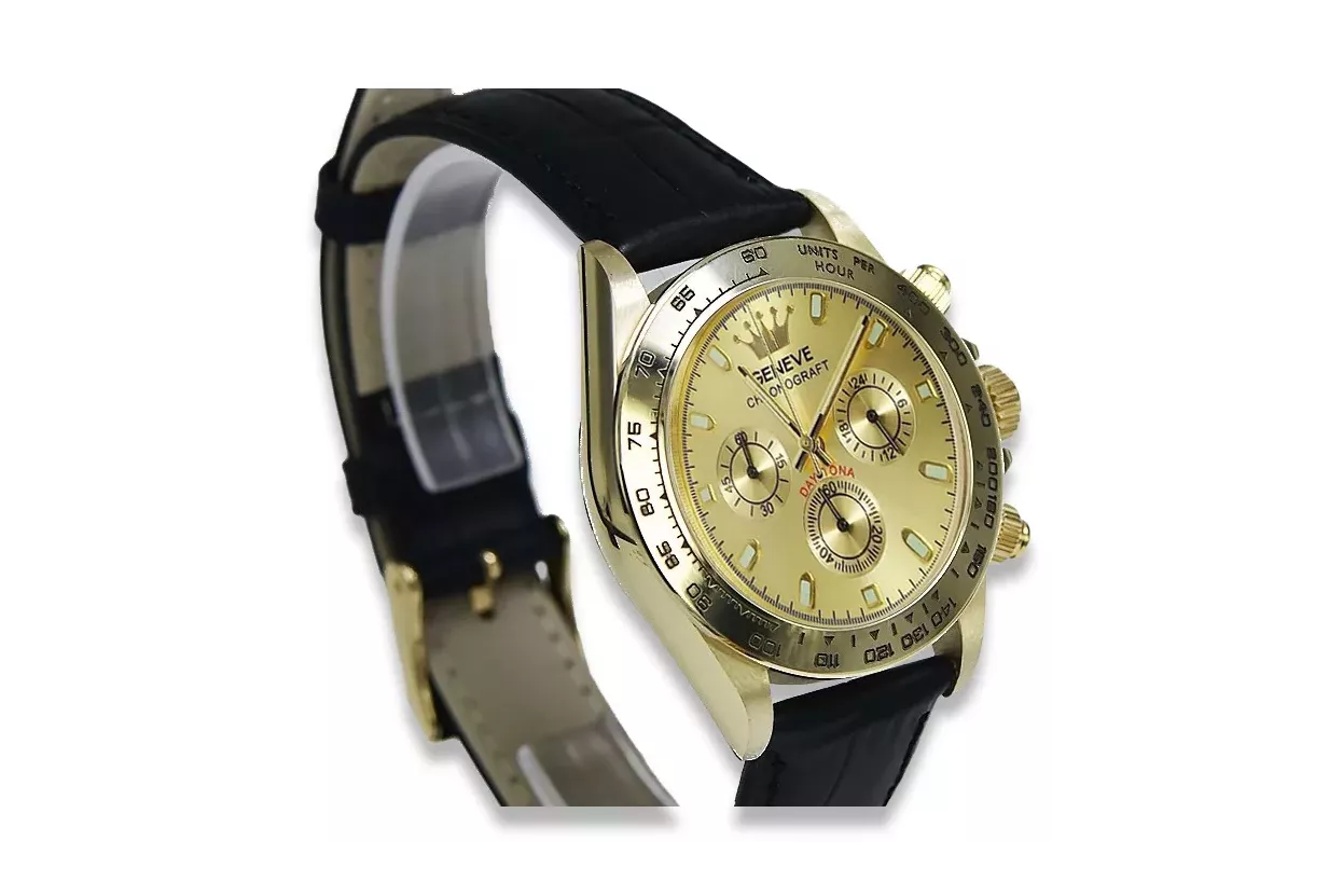 Reloj de oro para hombre Geneve ★ zlotychlopak.pl ★ Pureza de oro 585 333 Precio bajo!