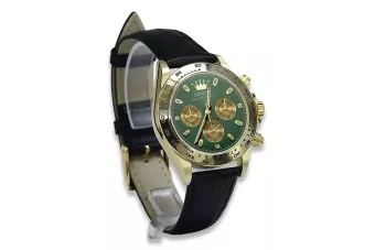 Jaune 14k 585 or montre Geneve style Rolex cadran vert mw014ydgr