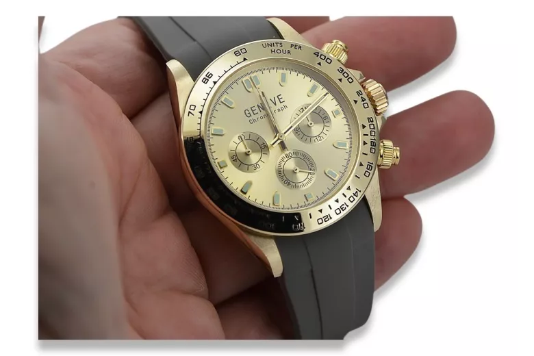 Gold men's watch Geneve ★ zlotychlopak.pl ★ Gold purity 585 333 Low Price!