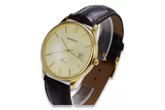 Montre genevoise italienne en or jaune 14 carats pour hommes mw017ydy