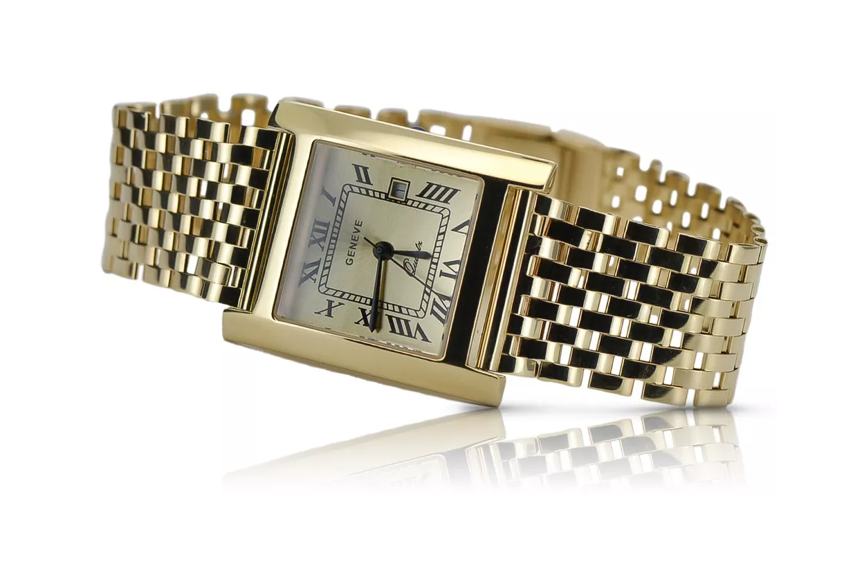 Gold men's watch Geneve ★ zlotychlopak.pl ★ Gold purity 585 333 Low Price!