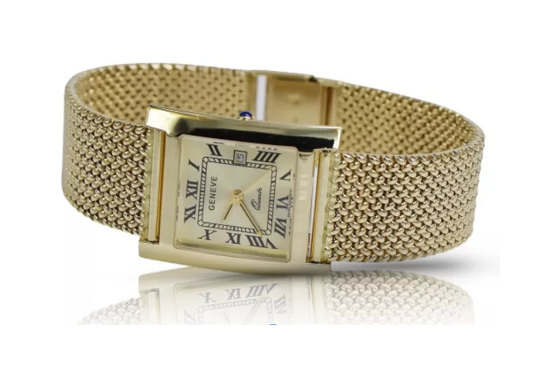 Gold men's watch Geneve ★ zlotychlopak.pl ★ Gold purity 585 333 Low Price!