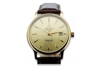 Жовтий 14k 585 золотих чоловіків Атлантичний годинник mw003y