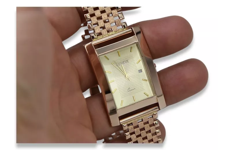 Reloj de oro para hombre Geneve ★ zlotychlopak.pl ★ Pureza de oro 585 333 Precio bajo!