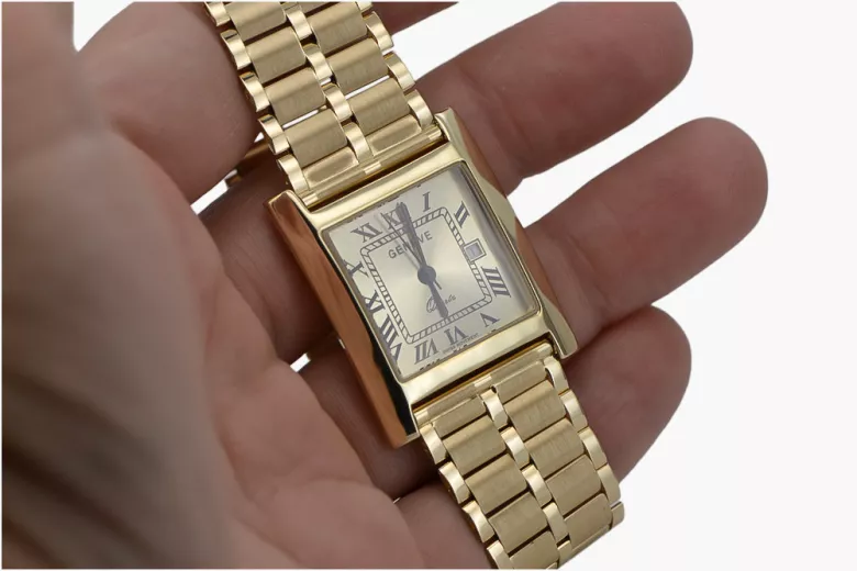 Goldene Herrenuhr Geneve ★ zlotychlopak.pl ★ Gold Reinheit 585 333 Niedriger Preis!