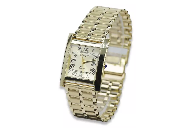 Złoty zegarek 14k 585 z bransoletą męski Geneve mw009y&mbw007y21cm