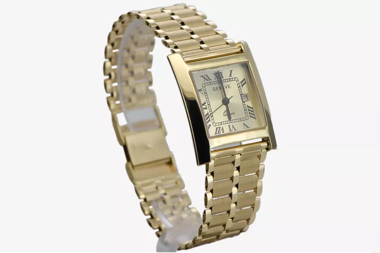 Gold men's watch Geneve ★ zlotychlopak.pl ★ Gold purity 585 333 Low Price!