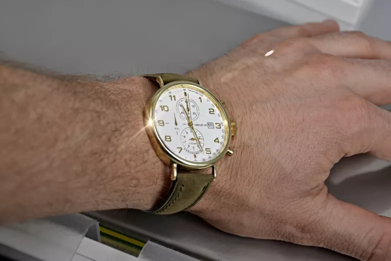 Италианско жълто злато мъжки часовник Geneve mw053y