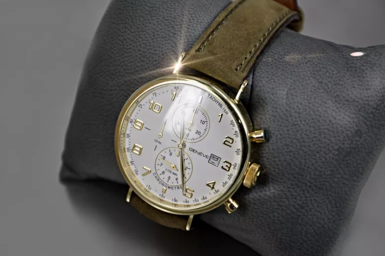 Италианско жълто злато мъжки часовник Geneve mw053y