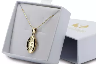 Yellow 14k gold beautiful oval pendant for picture box cpn021y