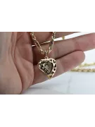 Mother of God virgin Mary 14k gold pendant & Corda Figaro chain pm017yM&cc004y45