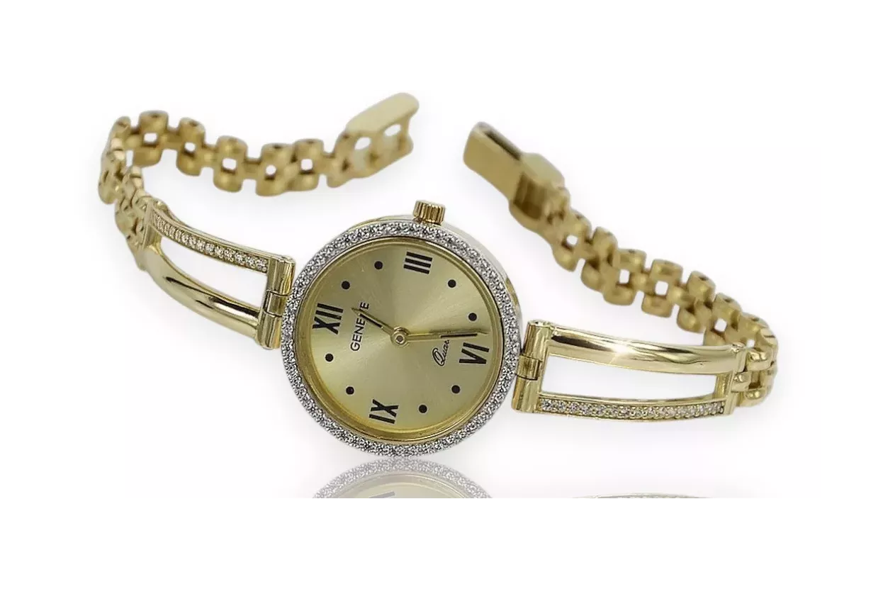 Dame en or jaune 14k ronde Geneve montre lw075ydy