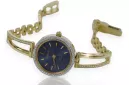 Gelbe 14k goldene Dame rund blaues Zifferblatt Geneve watch lw075ydbl