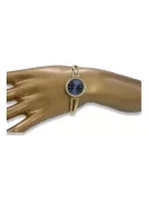 Gelbe 14k goldene Dame rund blaues Zifferblatt Geneve watch lw075ydbl