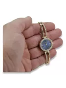 Amarillo dama de oro de 14k línea azul esfera Geneve reloj lw075ydbl