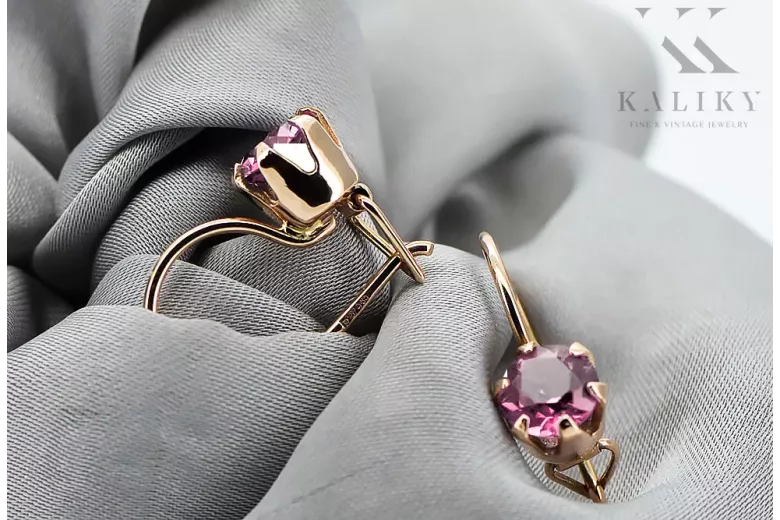 Amethyst Original Vintage 14K Rose Gold Inel Vintage style vec056r