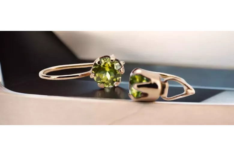 Пръстен Yellow Peridot Original Vintage 14K Rose Gold Vintage vec056r