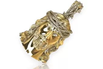 Colgante con icono de medallón de Jezus en oro amarillo de 14 k pj010y