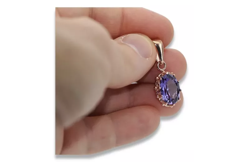 Alexandrite оригінальний Vintage 14K рожевий золото кулон Vintage ремесла vpc008r