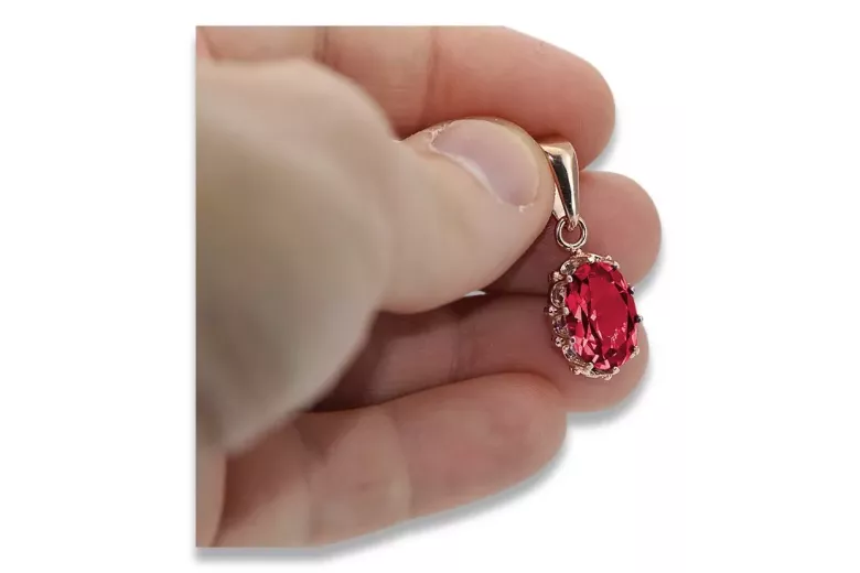 Vintage craft Pendant Ruby Original 14K Rose Gold vpc008r