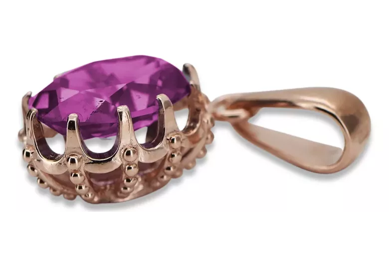 Anhänger Vintage Stil Amethyst Originales Vintage-Roségold aus 14 Karat vpc008r