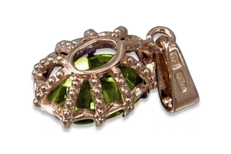 Anhänger gelb Peridot Original Vintage 14K Rose Gold Vintage Handwerk vpc008r