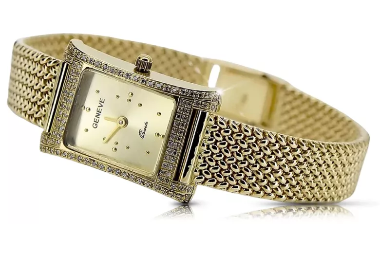 Gold men's watch Geneve ★ zlotychlopak.pl ★ Gold purity 585 333 Low Price!