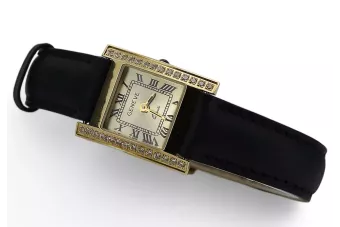 Yellow 14k gold leather Lady watch Geneve lw035ydy