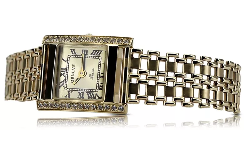 This is a 14K Geneva, Italian, zircon, gold watch