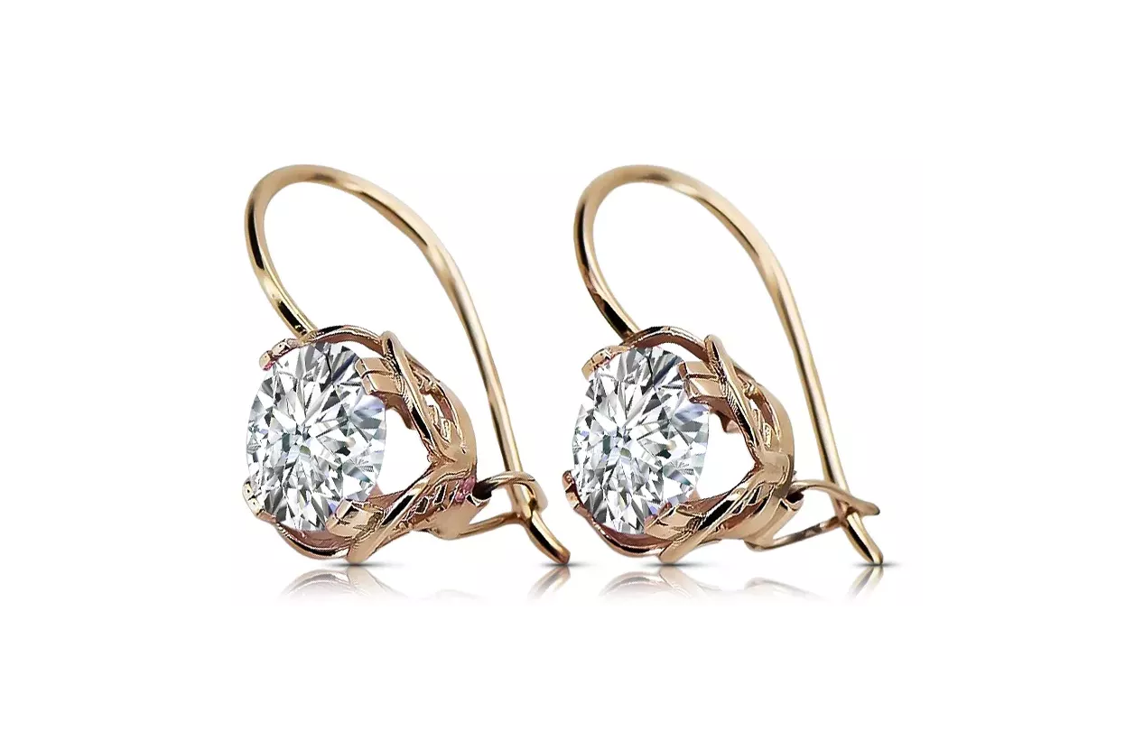 Earrings Vintage style Zircon Original Vintage 14K Rose Gold vec029r