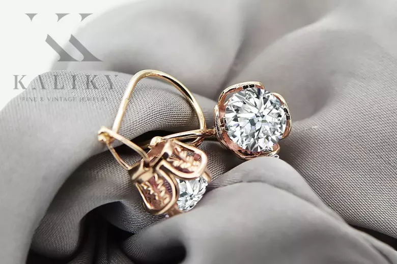 Сережки Vintage style Zircon Original Vintage 14K Rose Gold vec029r