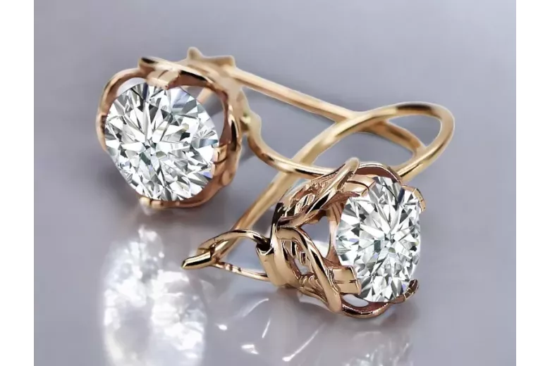 Earrings Vintage style Zircon Original Vintage 14K Rose Gold vec029r