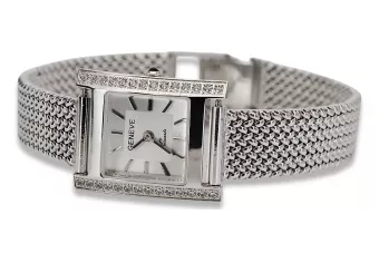 reloj de oro blanco de 14K, rectangular 0.25ct lwd035wds sensiblelbw003w