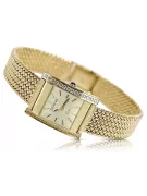 14K Gold Diamond Women's Watch, Rectangle 0.25ct lwd035ydg)