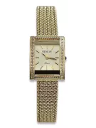 14K Gold Diamond Women's Watch, Rectangle 0.25ct lwd035ydg)