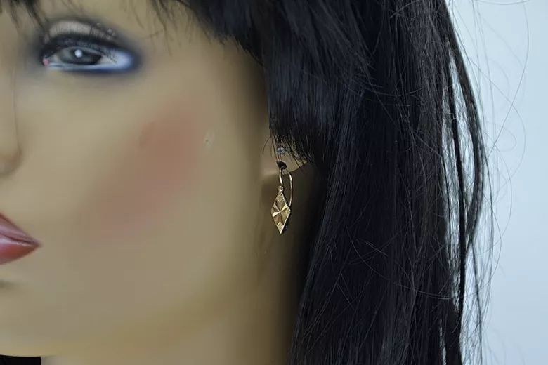 Pendientes cuadrados vintage en oro rosa 14k 585 rosa ruso ven060