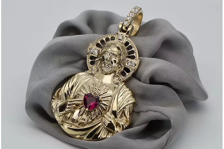 Colgante con icono de medallón de Jesús ★ https://zlotychlopak.pl/es/ ★ Oro 585 333 precio bajo