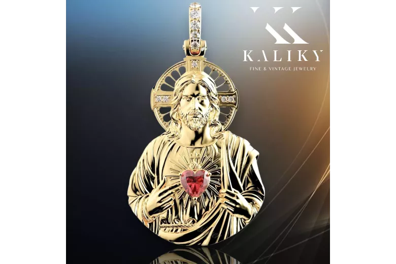 Colgante con icono de medallón de Jesús ★ https://zlotychlopak.pl/es/ ★ Oro 585 333 precio bajo