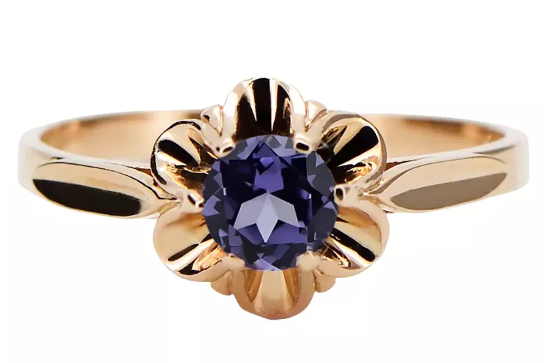 Jewlery Ring Alexandrite Original Jahrgang 14K Rose Gold vrc004r