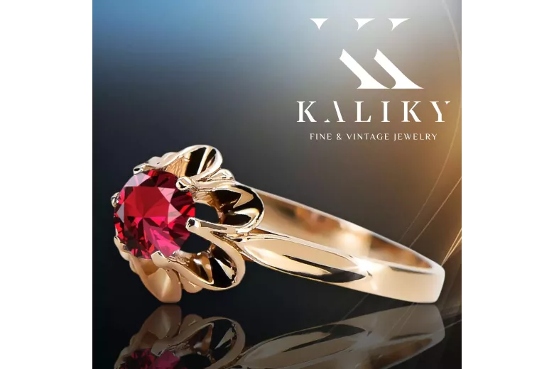 Ruby Original Vintage 14K Rose Gold Ring Vintage craft vrc004r