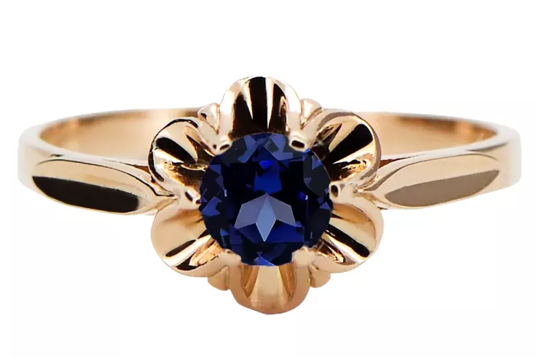 Vintage Ring Sapphire Original Vintage 14K Rose Gold vrc004r