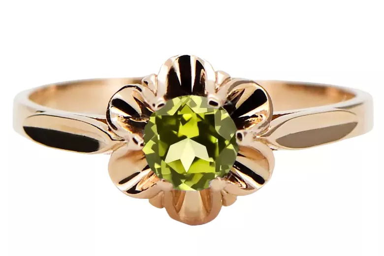 Vintage Jewlery Ring Yellow Peridot Original Vintage 14K Rose Gold vrc004r